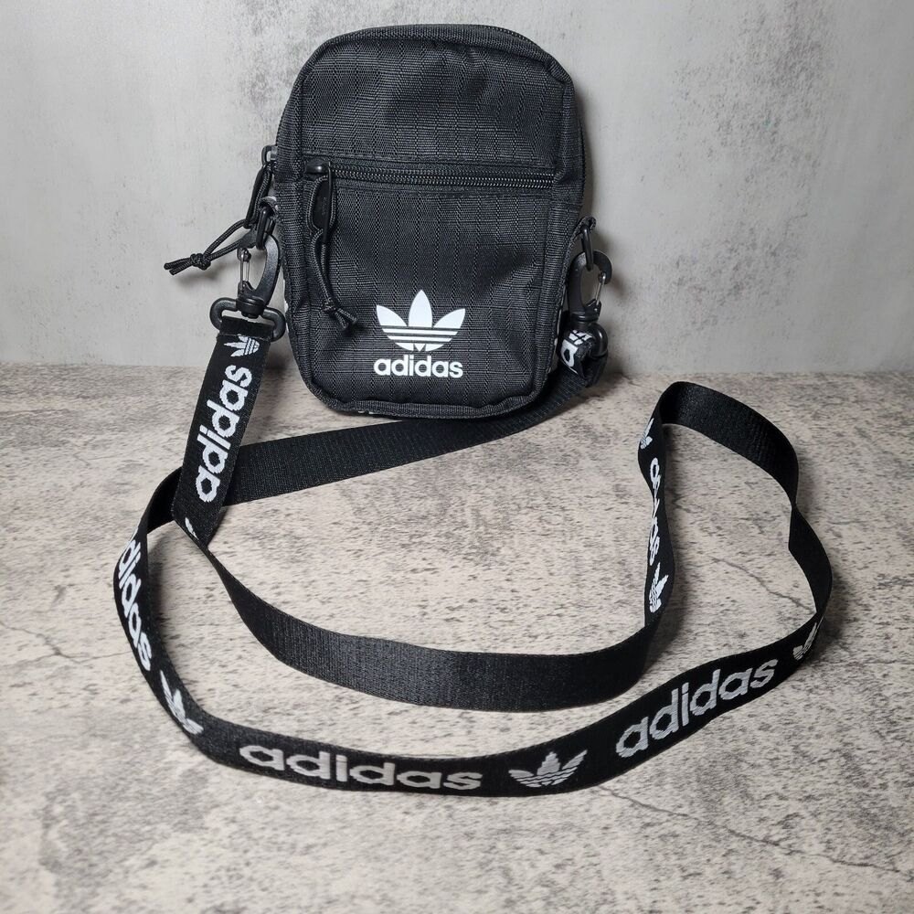 Adidas Originals Black Linear Core Festival Crossbody Bag One Size